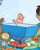 A hand over the machine